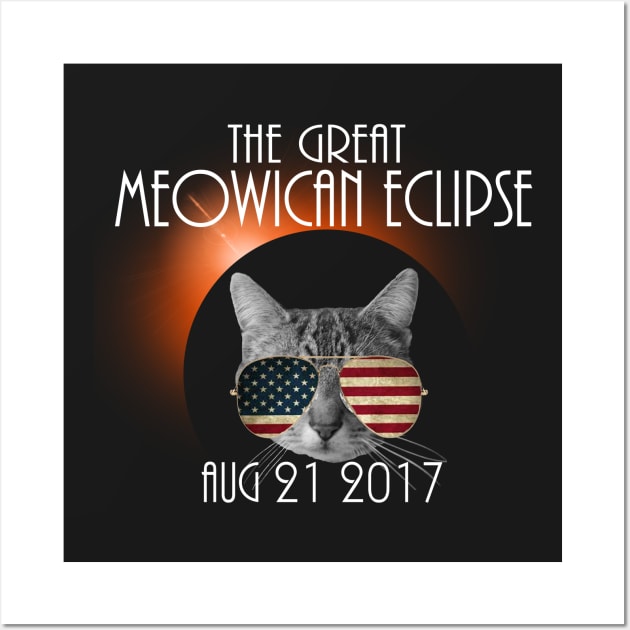 The Great Meowican Eclipse Shirt - Total Eclipse Shirt, Solar Eclipse 2017 Merchandise, The Great American Eclipse T-Shirt Wall Art by BlueTshirtCo